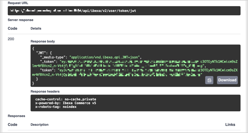 REST doc JWT token response REST API live documentation with a JWTInput payload