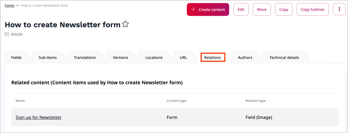Content Relations Content Relations